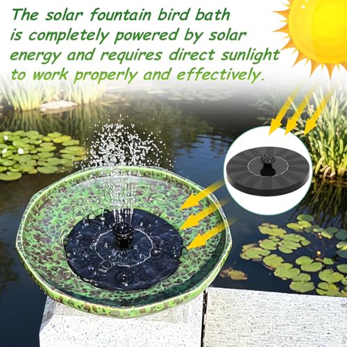 11.6" Solar Ceramic Bird Bath Fountain,Birdbaths for Outside | Solar Fountains for Bird Bath,Weather-Resistant Vintage BirdBaths Decorfor Garden Patio Yard Deck Lawn (Green) - color: Green