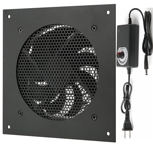 Nalle 120MM Quiet Cooling Single Fan System with Power Adapter and Speed Control for Home Theater AV Cabinets Server Cabinet Greenhouse Cooling 6.3 * 6.3" Front-Panel
