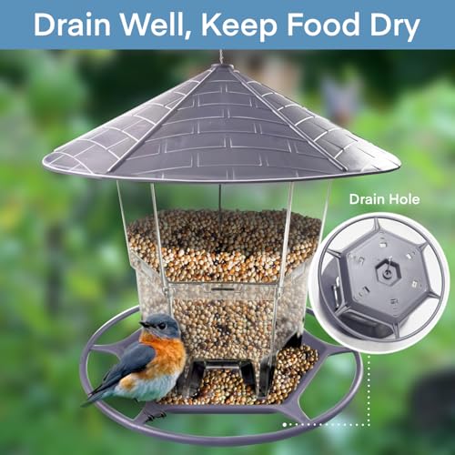 Bird Feeders for Outside, Adjustable Feeder with Sturdy Wire and Roof, Plastic Birds Feeder for Garden, Backyard, Terrace - color: 1 Pack