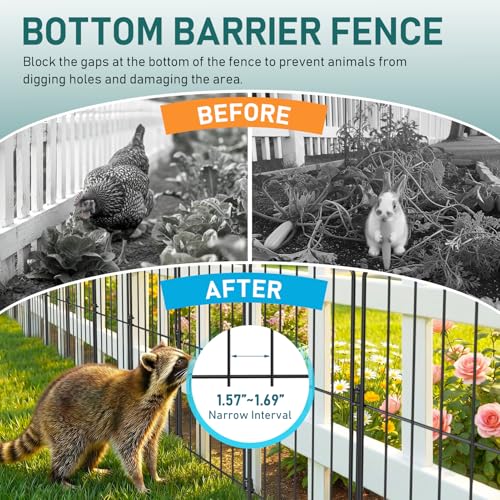 Goovilla Garden Fence, Total 10ft(L) x 24in(H), 10 Pcs, Rustproof Metal | Garden Fencing Animal Barrier, Wire No Dig Fence Panels, Black Decorative Garden Fences and Borders for Dogs,Flower Bed,Patio - size: Square arch