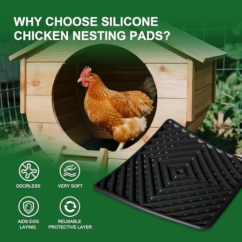 Nesting Pads for Chicken Coop - Chicken Nesting Pads for Laying Eggs 4 Pack, Washable & Reusable Chicken Coop Accessories, Black
