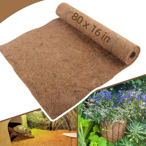 Coco Liner Roll 16x80 Inch Natural Coconut Fiber Mat for Planters | Natural Coconut Fiber, Cut-to-Fit Liner Roll, Ideal for Hanging Baskets, Planters, Window Boxes & Garden Use - size: 16in X 80in