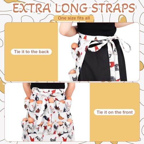 Egg Collecting Apron and Basket, 12 Pouches Chicken Egg Apron with 7 Pouches Basket, Aprons for Fresh Eggs - color: Style 2