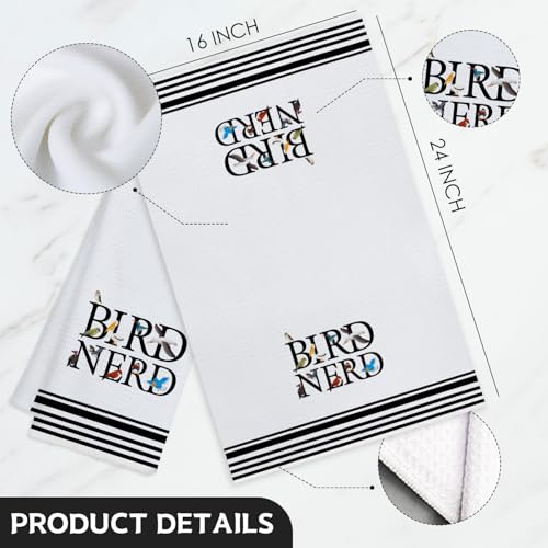 Bird Gifts Kitchen Towels, Gifts for Birds Lovers Watchers Decorative Hand Towels for Bathroom, Black and White Striped Bird Nerd Dish Tea Towel for Kitchen, 16x24 Inch