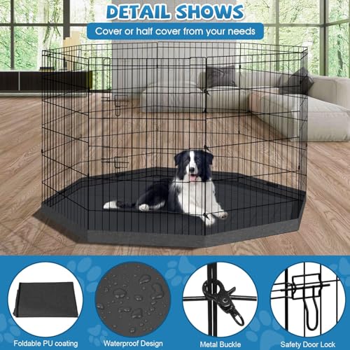 Artmalle 36-Inch Dog Playpen with Bottom Pad, 8-Panel Rustproof Fence | 36-inch rustproof 8-panel dog playpen with bottom pad, tool-free setup and flexible shapes for indoor or outdoor use. - style: 24'' x 36'' with Bottom cover