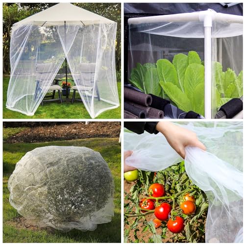 Garden Mesh Netting Kit, 10 * 30FT Ultra Fine Plant Netting Covers with 6 Pcs Garden Hoops & 18 Clips, Row Cover Net Protection for Tree Fruit Barrier Vegetable Fruits Flowers Shrubs Plant Covers Net - size: 10X30FT