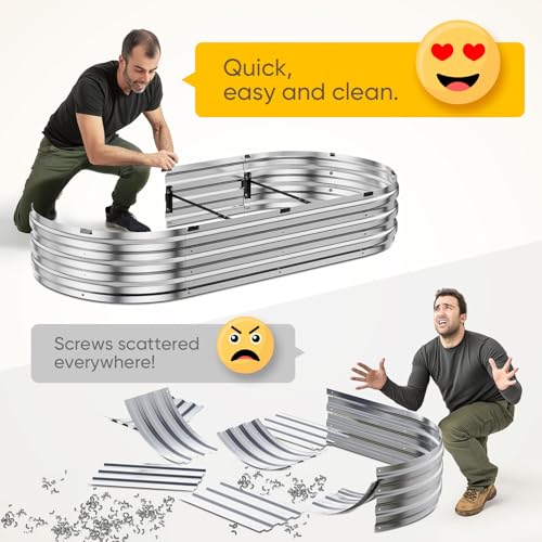 King Bird Raised Garden Bed Kit 10-Minute Assembly 47x24x12 in | Galvanized Planter Box Outdoor for Gardening, Vegetables, Flowers, Green - color: Green, size: 47X24X12 in