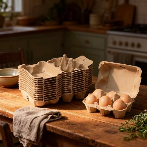 15 Pack Egg Cartons Cheap Bulk, 6 Count Egg Storage Containers Holder, Sturdy Natural Pulp Material Perfect for Storing Extra Eggs - color: 6 Count, 15 Pack