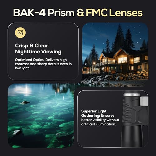 Ultimate Outdoors 12x50 HD Binoculars for Adults – Powerful Waterproof Binoculars with Phone Adapter & Tripod Mount | BaK-4 Prism for Bird Watching, Hunting, Stargazing, Travel & Cruise | Waterproof, Phone Adapter & Tripod Mount, BaK-4 Prism, Bird Watchin