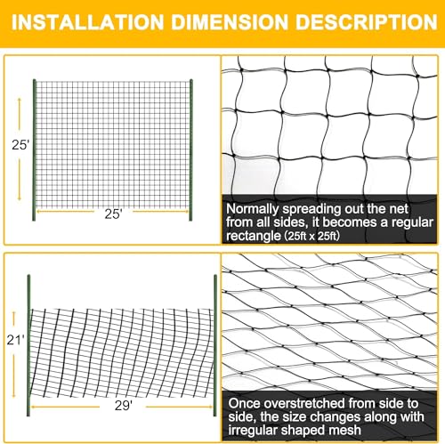 BSTPCOO Bird Net 25'x25' with 2.4" Square Mesh Bird Netting for Chicken Coop Roof, Poultry Netting Heavy Duty Nylon for Garden, Chicken Netting Fruit Tree Netting, Hawk Netting for Chicken Run | Heavy Duty Nylon Poultry Netting for Garden, Chicken Netting