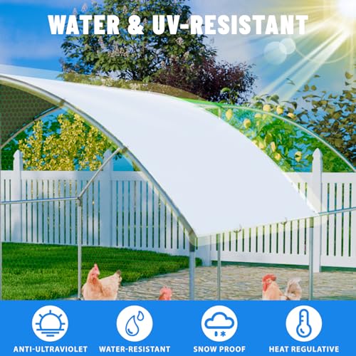NUGRIART Large Metal Chicken Coop, Outdoor cage Run with Waterproof and Anti-UV Cover, Dome Roof Walk-in Poultry Cage Rabbit Duck House for Outside, Backyard and Farm. - size: 156.0"L x 120.0"W x 78.0"H