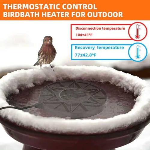 70W Bird Bath Heater for Outdoor in Winter, Heater Pond De-Icer with Thermostat,Chicken Water Heater Black