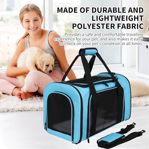 Pet Carriers Soft-Sided Airline Approved Carrier Bag for Small Cats Dogs (Medium,Blue) - color: blue, size: 17.0"L x 11.0"W x 11.0"H