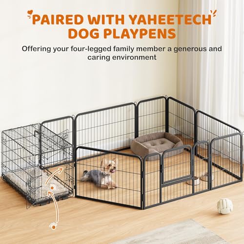 Yaheetech 30inch Double Door Dog Crate w/Divider, Collapsible Metal Kennel | Heavy-duty Sturdy Metal Frame, Easy Assemble, Fold Up for Travel, Removable Tray, Ideal for Puppies, Small to Medium Dogs - size: 30" L