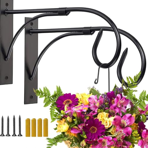 11in Wall Hook for Hanging Outdoor Lights,Sturdy Plant Bracket for Patio | Rustproof Metal, Holds 40lbs, Strong Hanger for Patio Lights, Lanterns, Plants, Bird Feeders, Porch, Deck, Garden