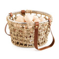 Farmhouse Seagrass Egg Baskets - Handmade Wicker Egg Collecting Basket with Handle - color: Round-Seagrass