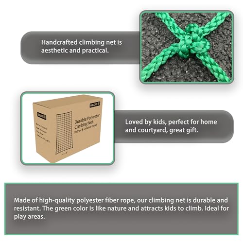 Outdoor & Indoor Premium Climbing Net - 8 Sizes Polyester Fiber. Easy Install with Extras. Handcrafted & Practical. Ideal Gift. (3ft x 6ft)