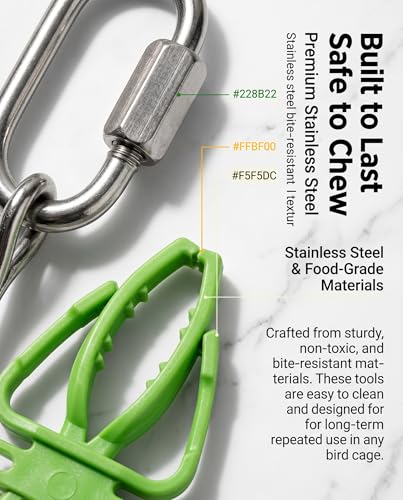 8Pcs Bird Foraging Feeding Kit with Stainless Steel Veggie Fruit Skewers, Plastic Food Clips & Cuttlebone Holders, Hanging Cage Feeder Tools for Parrots Macaws Parakeets Cockatiels Budgies Finches