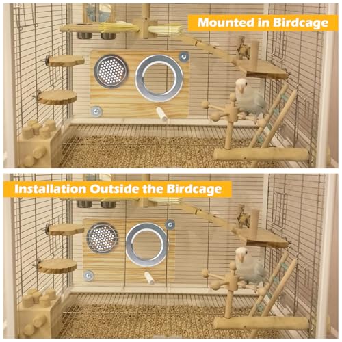 Bird Nesting Box for Window,Transparent Parakeet Nest Breeding Box Parrot Breeding Mating Box Bird Nest Box House Cage Accessories with Wood Perch for Parakeet Budgie Conure Parrot