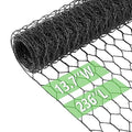 Chicken Wire 13.7 in x 236 in Poultry Wire Netting Hexagonal Galvanized Mesh Garden Fence Barrier for Pet Rabbit Chicken Fencing (PVC-Coated) - color: Black, size: 13.7"x236"+0Ties