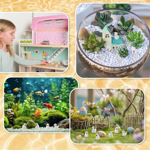 100 Pcs Mini Resin Ducks Tiny Ducks Miniature Duckies Bulk Figures for Garden Micro Landscape Home Prank Game Micro Landscape Aquarium Dollhouse Ornament DIY Handmade School (White) - color: White