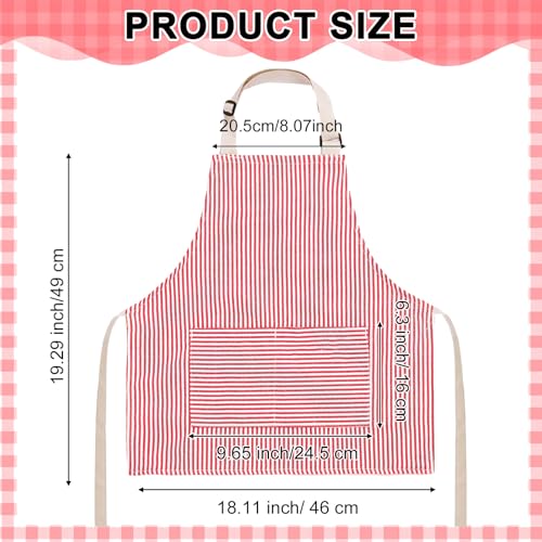 Newcotte Stripes Kids Aprons, Adjustable Cotton Bib Chef Apron with 2 Pockets for Cooking Painting Baking Toddler Boys Girls - color: Pink