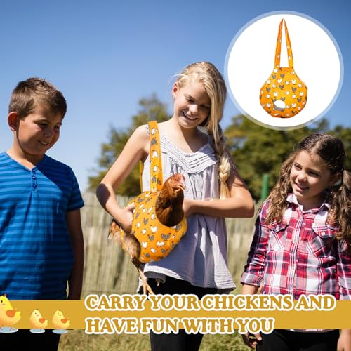 Paterr 2 Pack Chicken Holder Bag, Chicken Carrier Sling Catching Hand Bag Hen Sling with Handle Farm Supplies for Hen Rooster Transport Traveling Hiking Driving(Yellow,13.5 x 13.5 Inch) - color: Yellow, size: 13.5 x 13.5 Inch