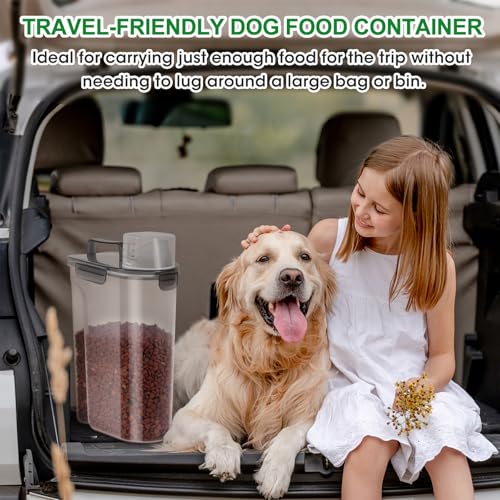 TBMax 5 Lbs Cat Dog Food Storage Container, Secondary Pet Food Storage Container Beyond a Large Dog Food Bin for Daily Use, Easy-Pouring Bird Seed Dispenser, Travel Kibble Holder -Transparent Grey - color: Translucent Black, size: 6 Qt