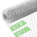 Chicken Wire 15.7 in x 237 in Poultry Wire Netting Hexagonal Galvanized Mesh Garden Fence Barrier for Pet Rabbit Chicken Fencing - color: Silver, size: 15.7"x237"+0Ties