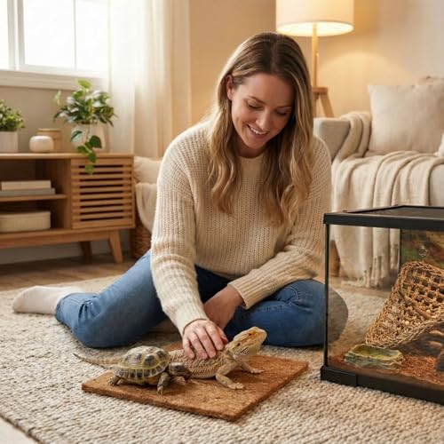 10Pcs Reptile Carpet Mat Chicken Coop Floor Liner Nesting Mat Natural Coconut Fiber Pet Mat Substrate Liner Terrarium Planter Liner for Lizard Turtle Snake Gecko Bearded Dragon Tortoise 12*12"