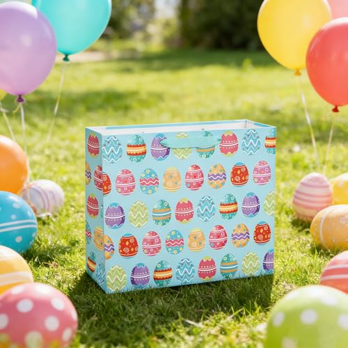 STPIYFZU 13" Large Easter Gift Bags with Handles, Egg Design Reusable Paper Easter Bag for Egg Hunts Kids Party Supplies, Gift Wrapping - color: 1 PCS Egg bags 02
