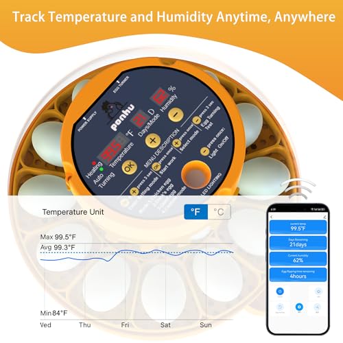 16 Duck Eggs Incubator with Phone App, Automatic Incubator with Custom Mode | Chicken Incubators for Hatching Eggs with Humidity, Temperature Control, Small Incubator with Egg Turner Tray for Beginner