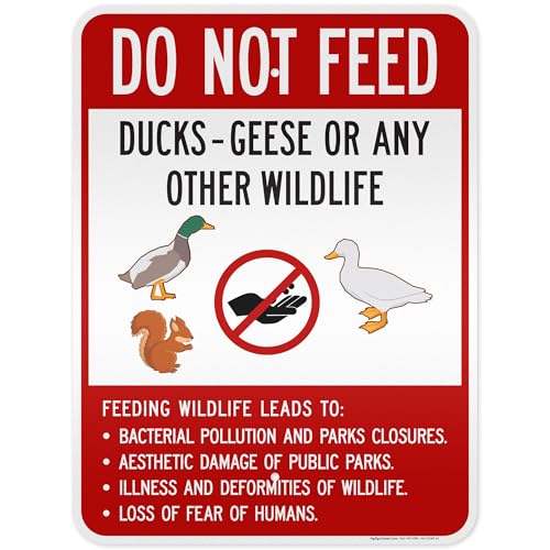 Do Not Feed Ducks Geese Or Any Other Wildlife Sign Sign, 18x24 Inches, 3M EGP Reflective .080 Aluminum, Fade Resistant, Made in USA by My Sign Center - size: 18x24 Reflective Aluminum