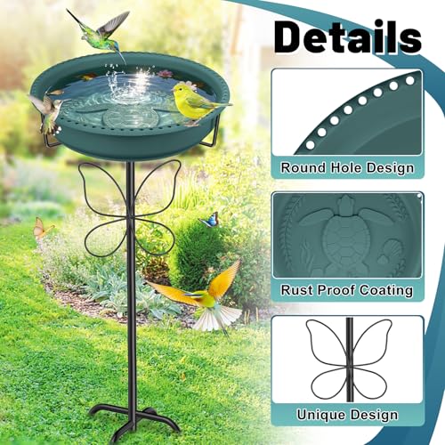 Bird Bath for Outside, Garden Freestanding Birdbath & Birdfeeder with Removable Bowl, Bird Baths Feeder for Outdoors Garden Patio Yard Lawn Decor, 5-Pronged Base & Easy to Clean(Green) - color: Green