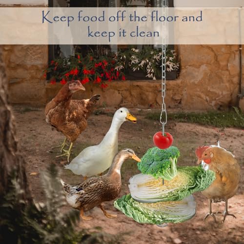 2 Pack Hanging Chicken Feeder with Hooks | Fruit Fork for Chicken Coop Accessories, Chicken Toys & Vegetable Skewers - size: 2 sets hanging chicken feeder