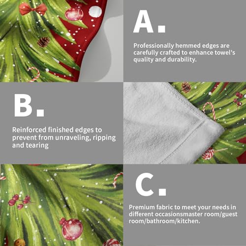 Giwawa Red Christmas Hand Towels - Set of 2 Watercolor Green Xmas Tree Decorative Kitchen Hand Towels Winter Holiday Decor Bath Guest Fingertip Towel Farmhouse Christmas Decor for Cabin Bathroom - color: Red Christmas