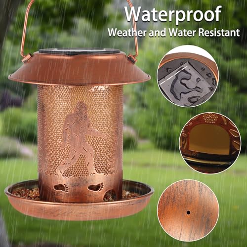 Bigfoot Bird Feeders for Outdoors Solar Lanterns Outdoor Waterproof Hanging | Garden Decor Birthdays for Women Mom Metal Solar Decoration Outside for Yard, Patio, Lawn (sasquatch ) - size: Bigfoot-1 Pack
