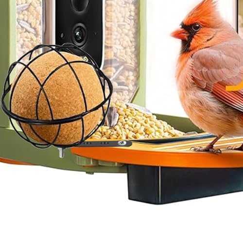 2 Pack Metal Suet Ball Holders with Metal Perch Extender, Compatible with BirdBuddy Smart Feeders & Others with Ready 5 mm Screw Hole, Bird Feeder Accessories