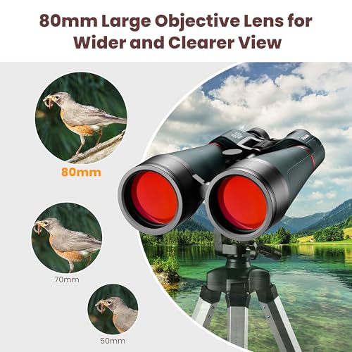 ESSLNB 30x80 Astronomy Binoculars Giant for Adults, Waterproof Outdoor Binoculars for Travel Stargazing Bird Watching Hunting with Built-in Tripod Adapter and Carrying Bag (Black) - color: Black