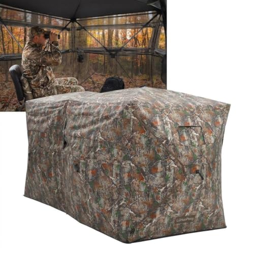 OUTLANE Hunting Blind 270° See-Through Panels, Pop Up Ground Blind for Deer Turkey, Portable Quick Setup with Carry Bag - size: 141.73x71x65.75 Inch