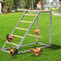 37.6'' L x 15.7" W Roosting Bars for Chickens in Coop, Metal Frame Chicken Roosting Bars with Swing, Ladder & Food Box, Chicken Perch for Coop, Backyard, Farm - size: 35.4"L x 15.7"W x 28"H