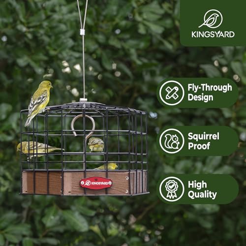 Kingsyard Squirrel Proof Platform Bird Feeder, Metal Mesh Tray | Recycled Poly Lumber Body, Great for Small Wildbirds Finches Bluebird Mealworm, Brown - color: Brown