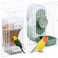 Lemtrflo No Mess Bird Feeder Water Dispenser, Parrot Cage Automatic Feeders | Automatic Feeding & Hydration, Parakeet Cage Accessories for Parrots, Cockatiels, Finches, Lovebirds & Budgies - color: Green