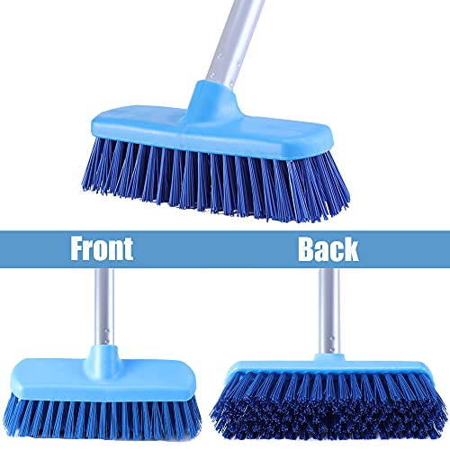 YONILL Deck Scrub Brush with Long Handle for Indoor and Outdoor Cleaning | Stiff Bristle Scrubbing Brush, 50" Adjustable Handle, Floor Scrubber Brush for Bathroom, Shower, Tile Floors, Garage, Patio