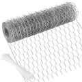 Chicken Wire 13.7 in x 393.7 in Poultry Wire Netting Hexagonal Galvanized Mesh Garden Fence Barrier for Pet Rabbit Chicken Fencing with 100 Pcs Cable Zip Ties - color: Silver, size: 13.7"x393.7"+100Ties