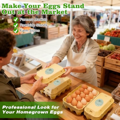 500 Pcs Egg Carton Stickers 2 inch Farm Fresh Unwashed Eggs Labels with Collected Date,Self Adhesive Packaging Stickers for Chicken - style: Farm Fresh Eggs Stickers