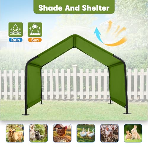 Dog Shade Shelter Outdoor 4'x4'x3' Tent for Large Medium Dogs, Outside Sun Rain Canopy Pet House for Livestock Pigs Cats with Waterproof Roof Ground Nails,Deep Green - color: Green