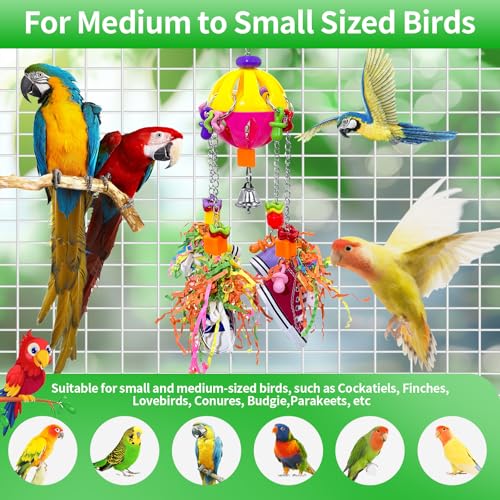 Bird Toys, Parrot Pullable Colorful Chew Sneakers Acrylic Stick Chew Toys for Amazons Mini Macaws African Greys Cockatoos Conures,Cockatiels, Lovebirds，Parrotlet，Eclectus (Pink and Yellow) - color: Pink and Yellow