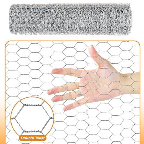 Sliver Chicken Wire 18 inch(H) x 100 ft(L), Anti-Rust Hexagonal Galvanized Metal Garden Netting for Floral Arrangements, Powder Coated Chicken Wire Coop for Crafts Plant Protector Pet Rabbits Fencing - color: Sliver, size: 18 Inch(H) x 100 Ft(L)