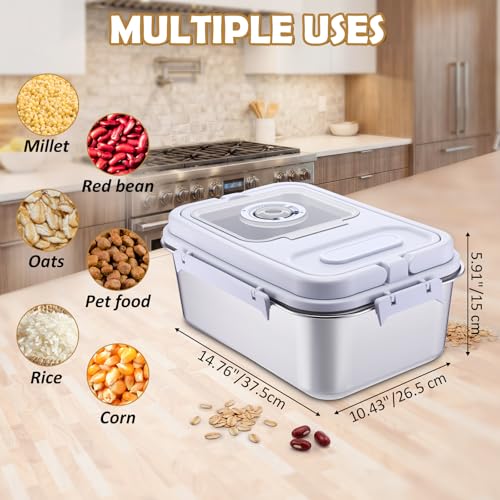 2 Pack Stainless Steel Pet Food Container with Scoop, 7.5 L/16.5 lb Small Airtight Metal Treat Storage Bin Cat Puppy Dog Food Storage Container for Dry Dog Cat, Bird Seed, Keep Fresh